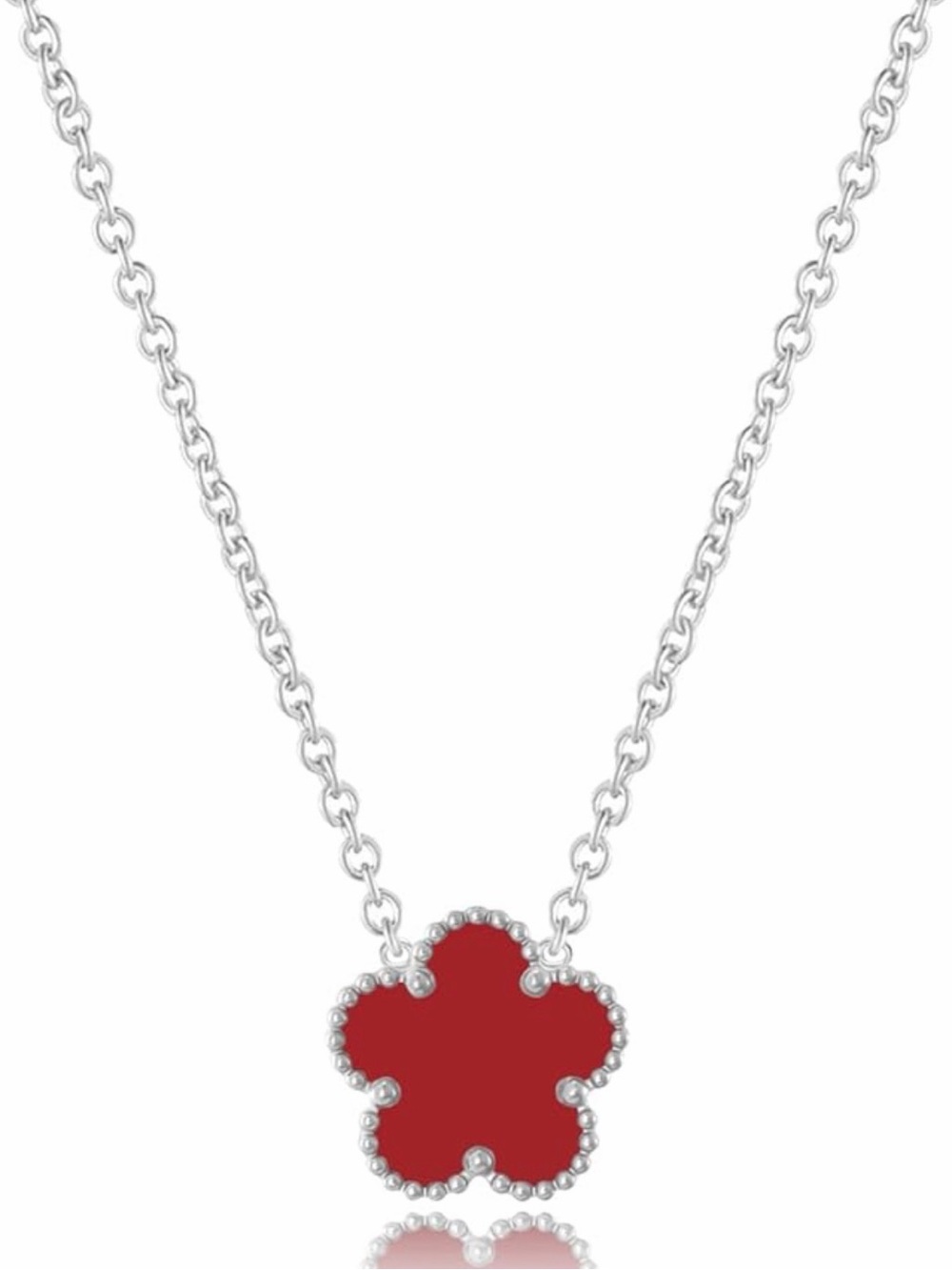 ⭐️FINAL PRICE Stainless Steel Red Flower Pendant Necklace
